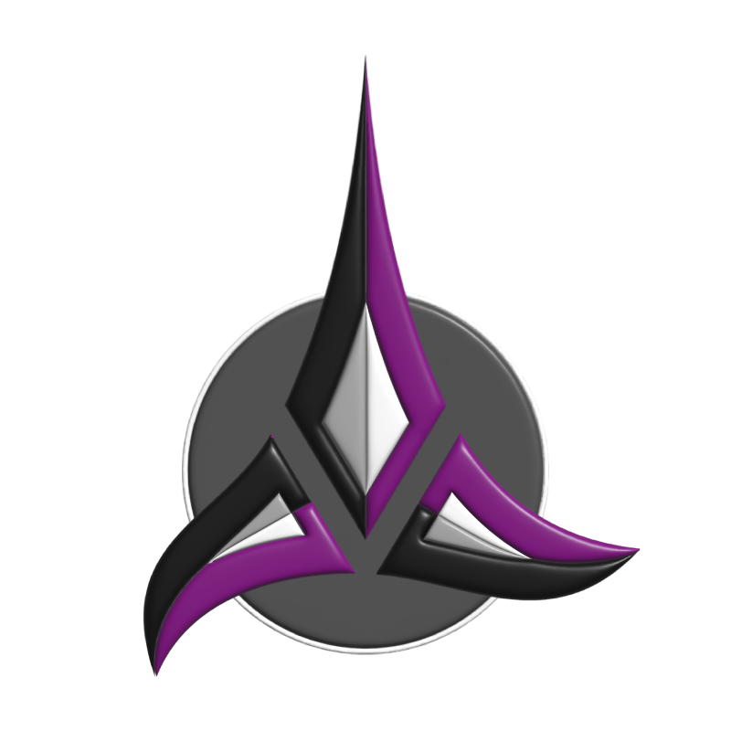 A Klingon emblem in asexual pride colours.